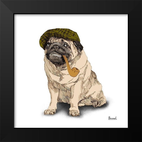Pugs in hats II Black Modern Wood Framed Art Print by Bannarot
