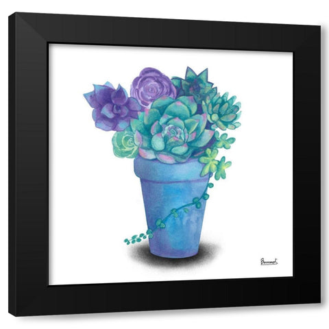 Turquoise Succulents IV Black Modern Wood Framed Art Print by Bannarot