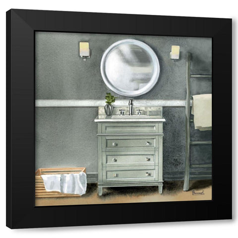 Smoky Gray Bath II Black Modern Wood Framed Art Print by Bannarot