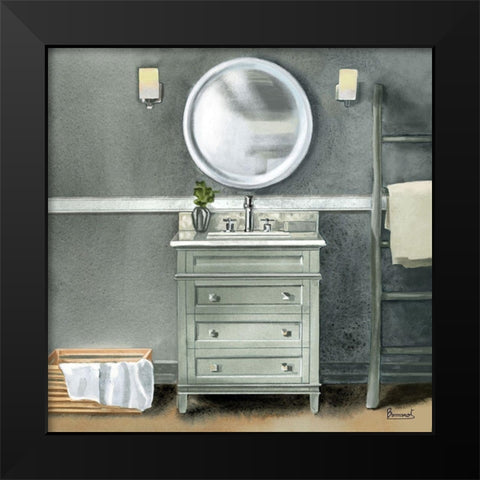 Smoky Gray Bath II Black Modern Wood Framed Art Print by Bannarot