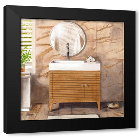 Marble Bath II Black Modern Wood Framed Art Print with Double Matting by Bannarot