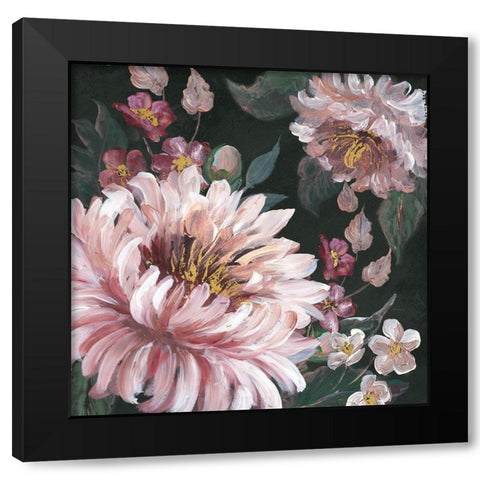 Romantic Moody Florals on Black I Black Modern Wood Framed Art Print by Tre Sorelle Studios