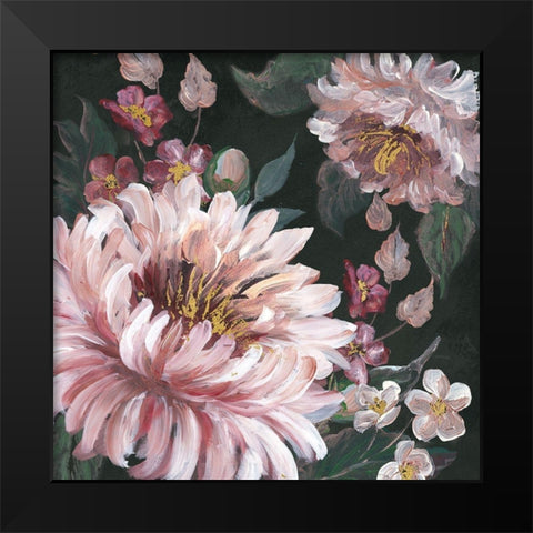 Romantic Moody Florals on Black I Black Modern Wood Framed Art Print by Tre Sorelle Studios