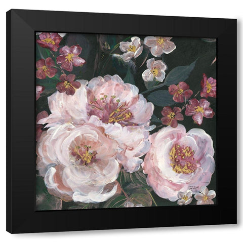 Romantic Moody Florals on Black II Black Modern Wood Framed Art Print with Double Matting by Tre Sorelle Studios