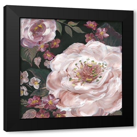 Romantic Moody Florals on Black III Black Modern Wood Framed Art Print with Double Matting by Tre Sorelle Studios