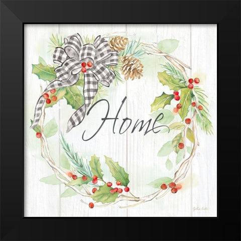 Holiday Gingham Wreath I Black Modern Wood Framed Art Print by Coulter, Cynthia