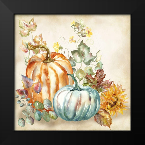 Watercolor Harvest Pumpkin I Black Modern Wood Framed Art Print by Tre Sorelle Studios