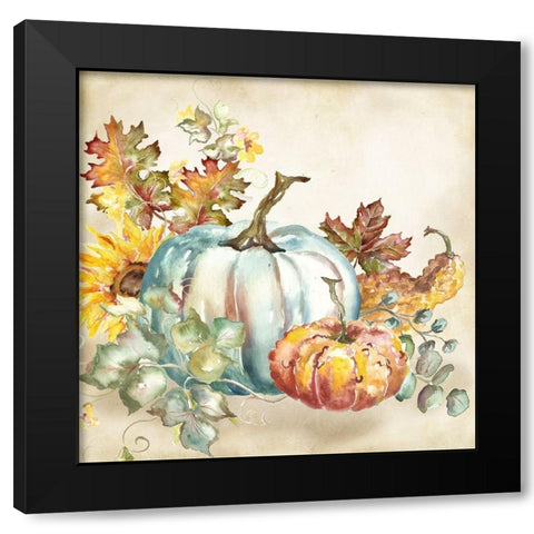 Watercolor Harvest Pumpkin III Black Modern Wood Framed Art Print by Tre Sorelle Studios