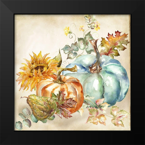 Watercolor Harvest Pumpkin IV Black Modern Wood Framed Art Print by Tre Sorelle Studios