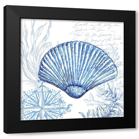 Coastal Sketchbook-Clam Shell  Black Modern Wood Framed Art Print with Double Matting by Tre Sorelle Studios