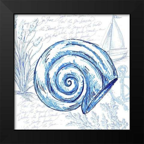 Coastal Sketchbook-Nautilus  Black Modern Wood Framed Art Print by Tre Sorelle Studios