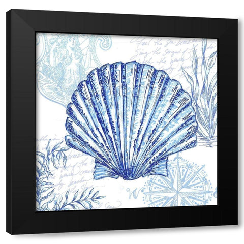 Coastal Sketchbook-Scallop  Black Modern Wood Framed Art Print with Double Matting by Tre Sorelle Studios