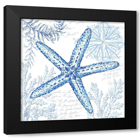 Coastal Sketchbook-Starfish  Black Modern Wood Framed Art Print with Double Matting by Tre Sorelle Studios