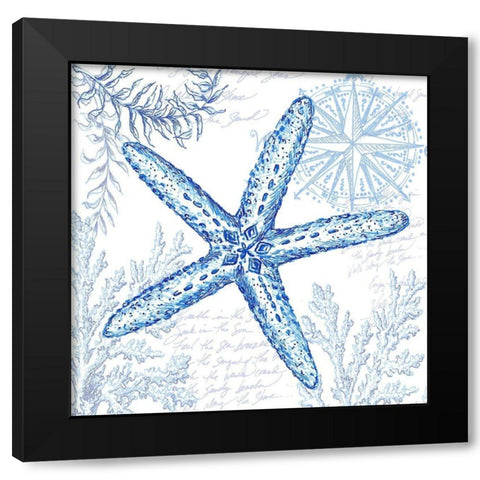 Coastal Sketchbook-Starfish  Black Modern Wood Framed Art Print by Tre Sorelle Studios