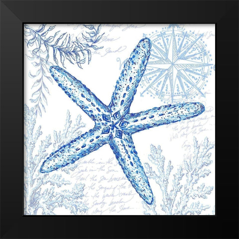 Coastal Sketchbook-Starfish  Black Modern Wood Framed Art Print by Tre Sorelle Studios