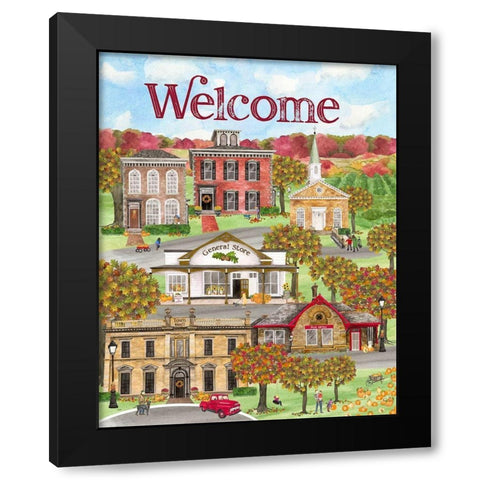 Harvest Village portrait Black Modern Wood Framed Art Print with Double Matting by Reed, Tara