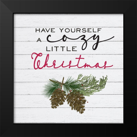 Cozy Christmas I-Pine cones Black Modern Wood Framed Art Print by Hartworks