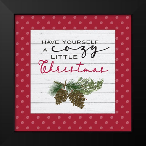 Cozy Christmas Dots I-Pine cones Black Modern Wood Framed Art Print by Hartworks