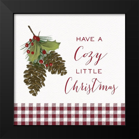 Cozy Christmas Gingham I Black Modern Wood Framed Art Print by Hartworks