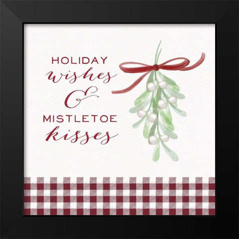 Cozy Christmas Gingham II Black Modern Wood Framed Art Print by Hartworks