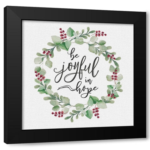 Cozy Christmas Wreath III Black Modern Wood Framed Art Print by Hartworks