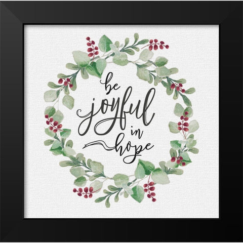 Cozy Christmas Wreath III Black Modern Wood Framed Art Print by Hartworks