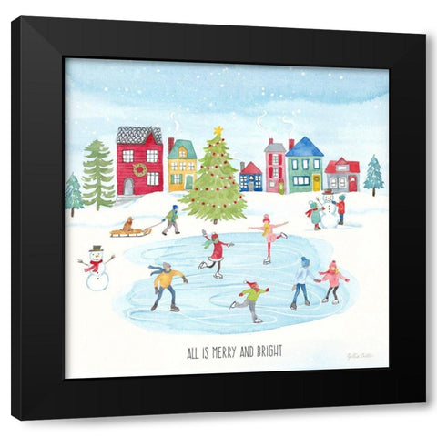 Vintage Holiday Cheer square Black Modern Wood Framed Art Print with Double Matting by Coulter, Cynthia