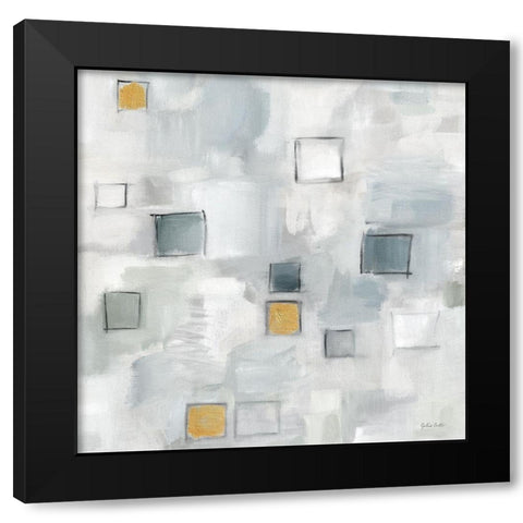 Grid Ensemble Neutral with Gold I Black Modern Wood Framed Art Print by Coulter, Cynthia