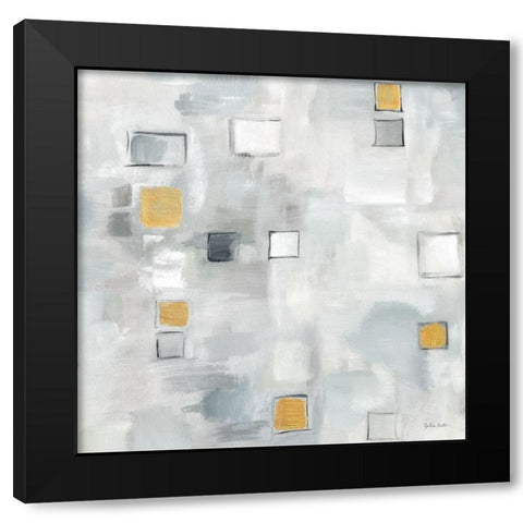 Grid Ensemble Neutral with Gold II Black Modern Wood Framed Art Print with Double Matting by Coulter, Cynthia