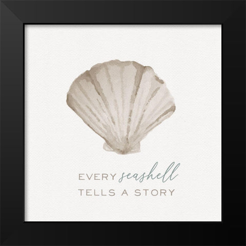 Sandy Shell Black Modern Wood Framed Art Print by Hartworks
