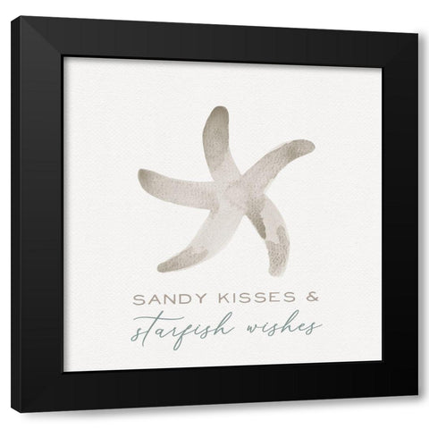 Sandy Starfish Black Modern Wood Framed Art Print with Double Matting by Hartworks