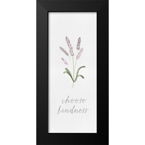 Wildflowers and Sentiment vertical II-Kindness Black Modern Wood Framed Art Print by Hartworks