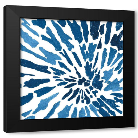 Blue Floral Burst I Black Modern Wood Framed Art Print with Double Matting by Lee C
