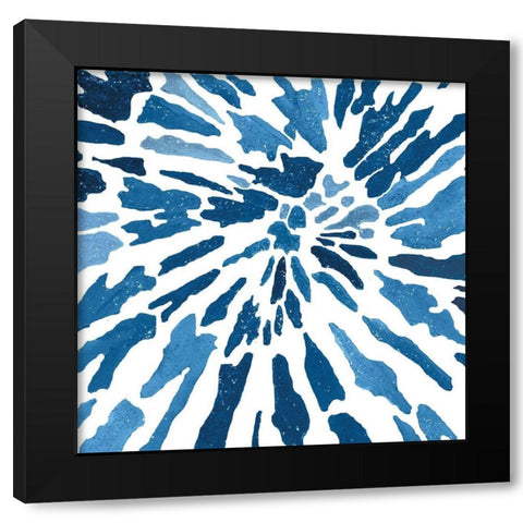 Blue Floral Burst II Black Modern Wood Framed Art Print with Double Matting by Lee C