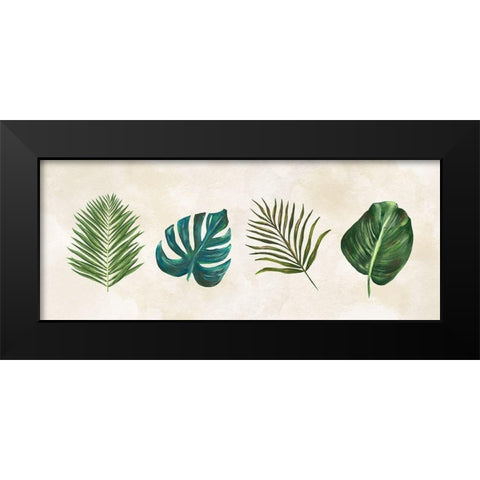 Tropical Leaves panel  Black Modern Wood Framed Art Print by Lee C