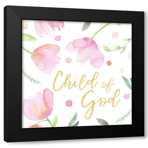 Soft Pink Flowers I-Child of God Black Modern Wood Framed Art Print with Double Matting by Noonday Design