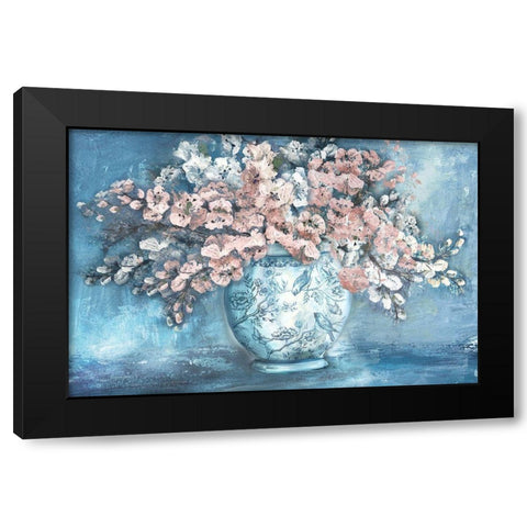 Cherry Blossoms in Chinoiserie Ginger Jar Black Modern Wood Framed Art Print with Double Matting by Tre Sorelle Studios