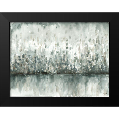 Lakeside Abstract Grey Neutral Black Modern Wood Framed Art Print by Tre Sorelle Studios