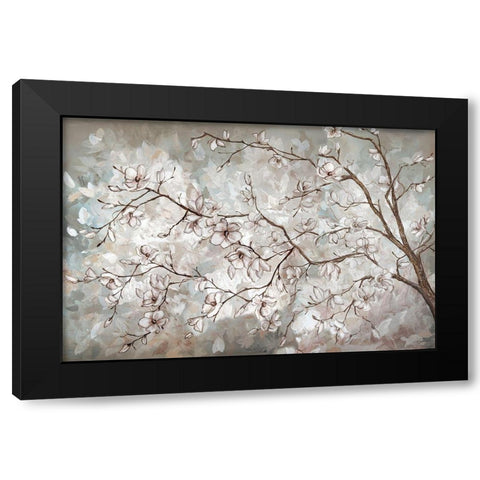 Magnolia Branches Neutral landscape Black Modern Wood Framed Art Print with Double Matting by Tre Sorelle Studios