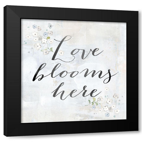Love Blooms Here Black Modern Wood Framed Art Print with Double Matting by Coulter, Cynthia
