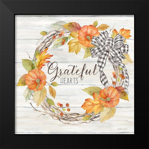 Pumpkin Patch Wreath II-Grateful Black Modern Wood Framed Art Print by Coulter, Cynthia