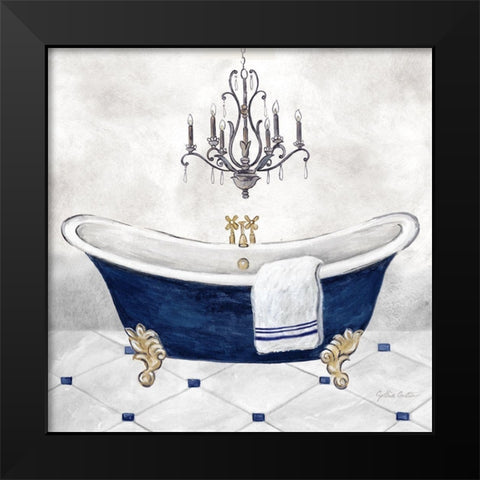 Navy Blue Bath II Black Modern Wood Framed Art Print by Coulter, Cynthia