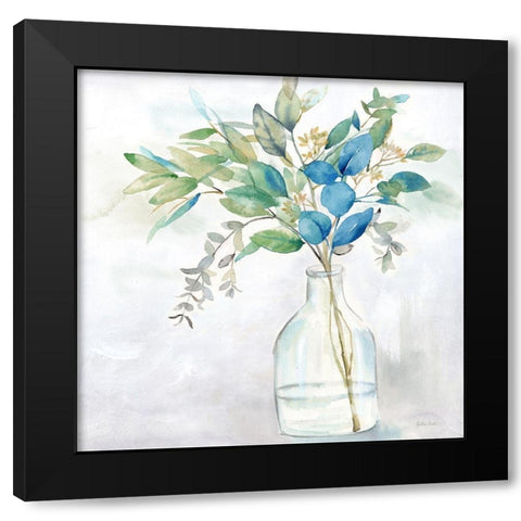 Eucalyptus Vase Navy I Black Modern Wood Framed Art Print by Coulter, Cynthia