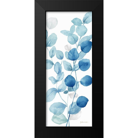 Indigo Botanical panel I Black Modern Wood Framed Art Print by Coulter, Cynthia