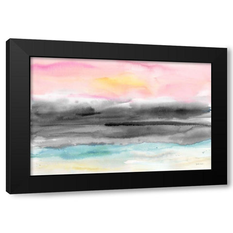 Pink Sunset Abstract landscape Black Modern Wood Framed Art Print with Double Matting by Coulter, Cynthia