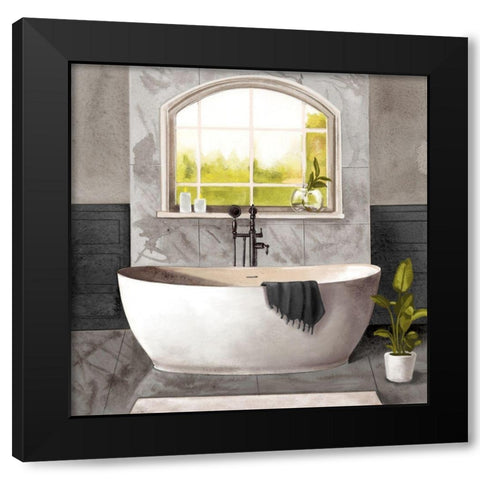 Marble Bath I black and white Black Modern Wood Framed Art Print by Bannarot