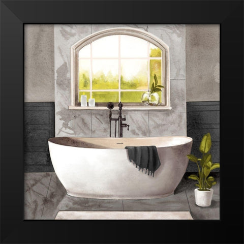 Marble Bath I black and white Black Modern Wood Framed Art Print by Bannarot
