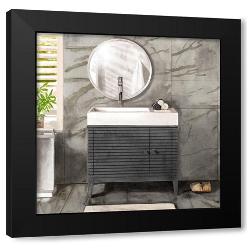 Marble Bath II black and white Black Modern Wood Framed Art Print with Double Matting by Bannarot
