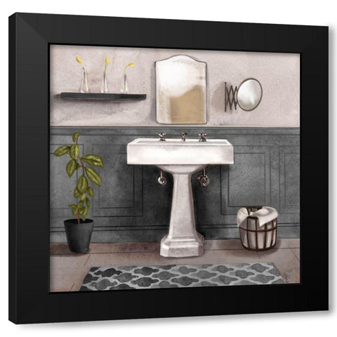Serene Bath I black and white Black Modern Wood Framed Art Print by Bannarot