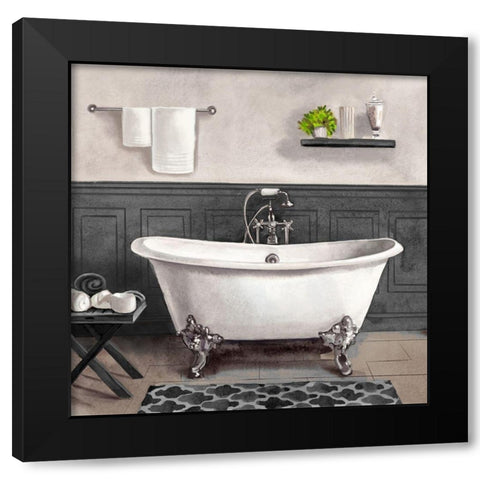Serene Bath II black and white Black Modern Wood Framed Art Print with Double Matting by Bannarot